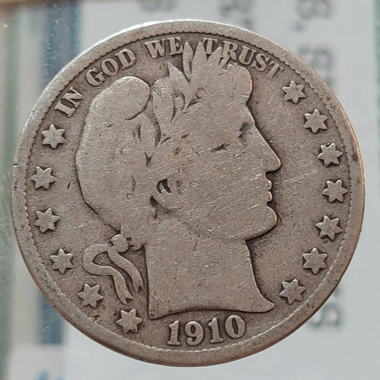 1910s barber silver half dollar, better date 90 percent silver