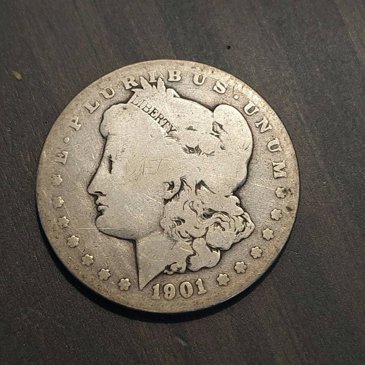 1901s morgan silver dollar, circulated 90 percent silver coin, rare date, ships free