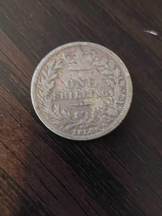 1880 British silver shilling coin, queen Victoria foreign world coins
