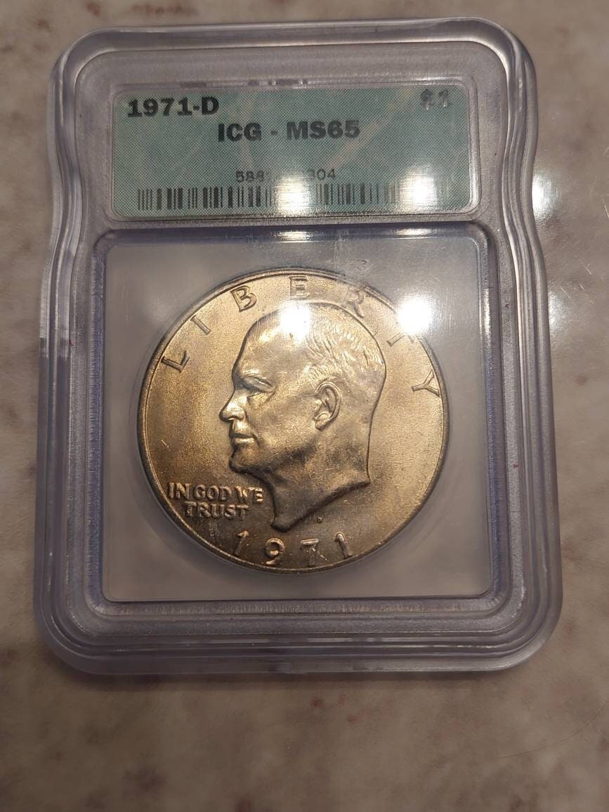 1971d Eisenhower dollar graded ms65 icg