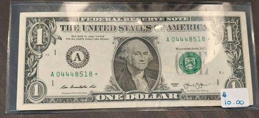 Vintage one dollar bill, uncirculated star note currency