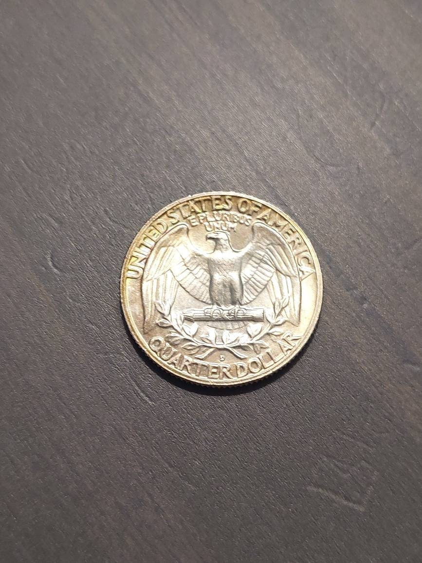 1958d silver Washington quarter, beautiful gold toned uncirculated example