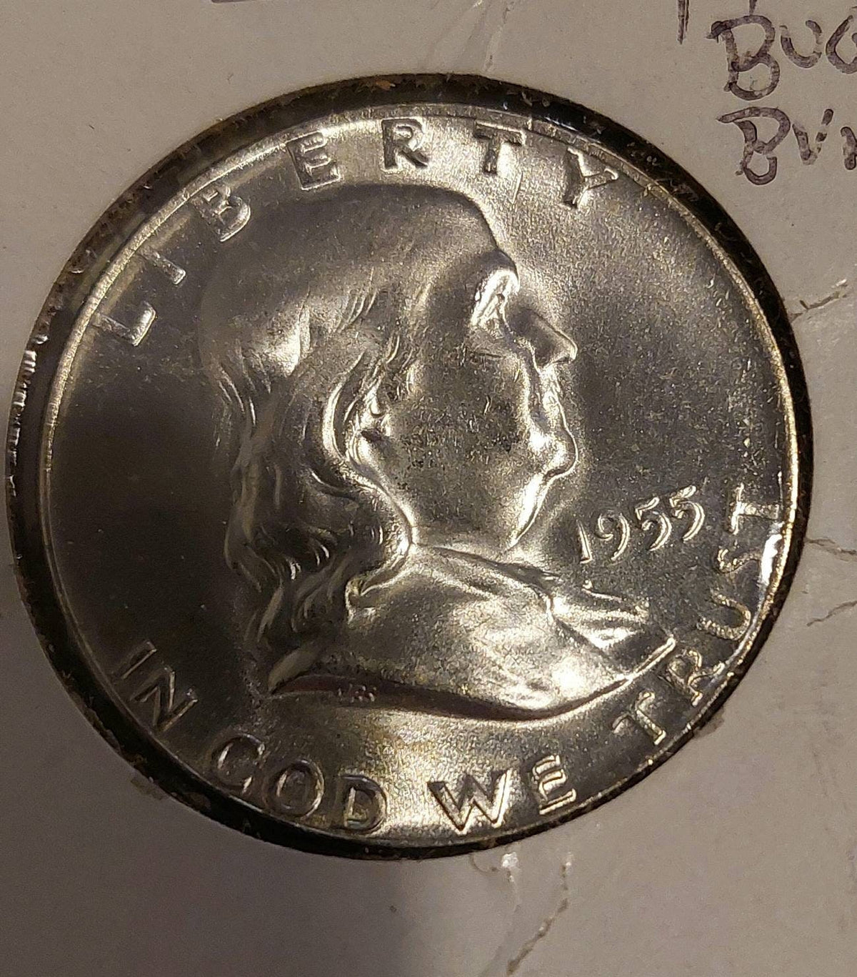 1955 Ben Franklin half dollar, key date brilliant uncirculated bugs bunny, free shipping