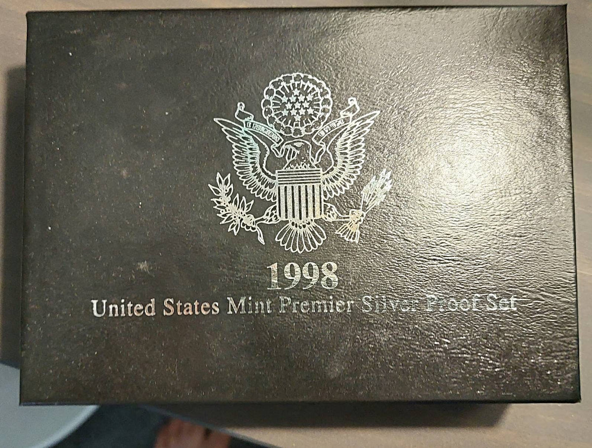 1998s silver proof premier set , includes 90 percent silver coins in beautiful display box. Low mintage set