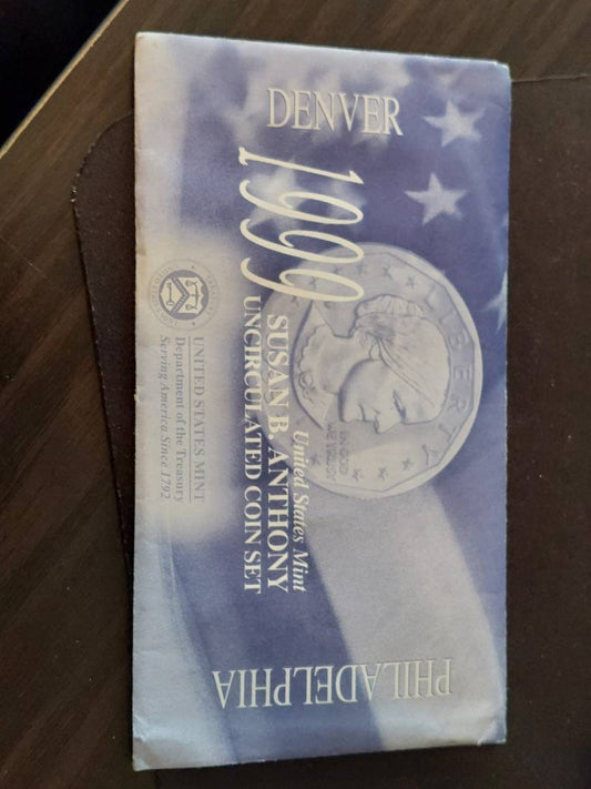 1999 Philadelphia and Denver uncirculated Susan b anythony mint set, in original packaging