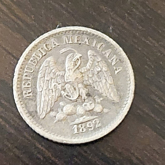 1892 Mexico 5 centavos silver, plata world coin high grade details, coin collecting