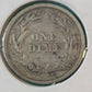 1897 barber silver dime, us Fine/very fine plus rare 1800s date  liberty coin 90 percent silver includes free 1939 choice BU red wheat cent