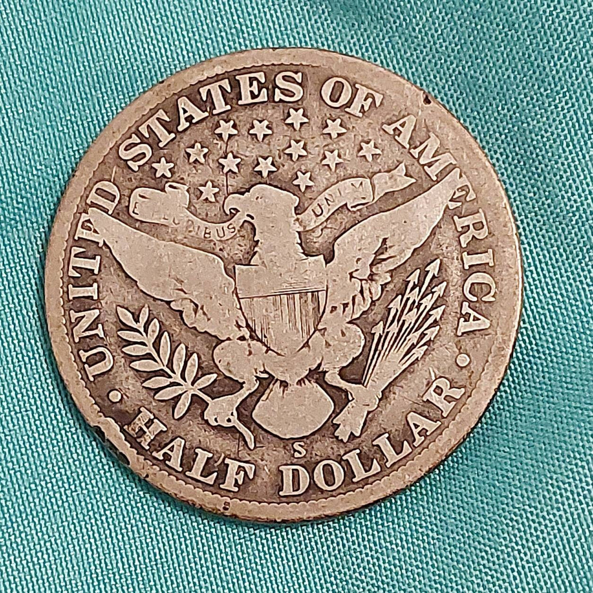 1912s silver barber half dollar coin, very good, 90 percent silver coin