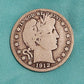1912s silver barber half dollar coin, very good, 90 percent silver coin, gifts for him