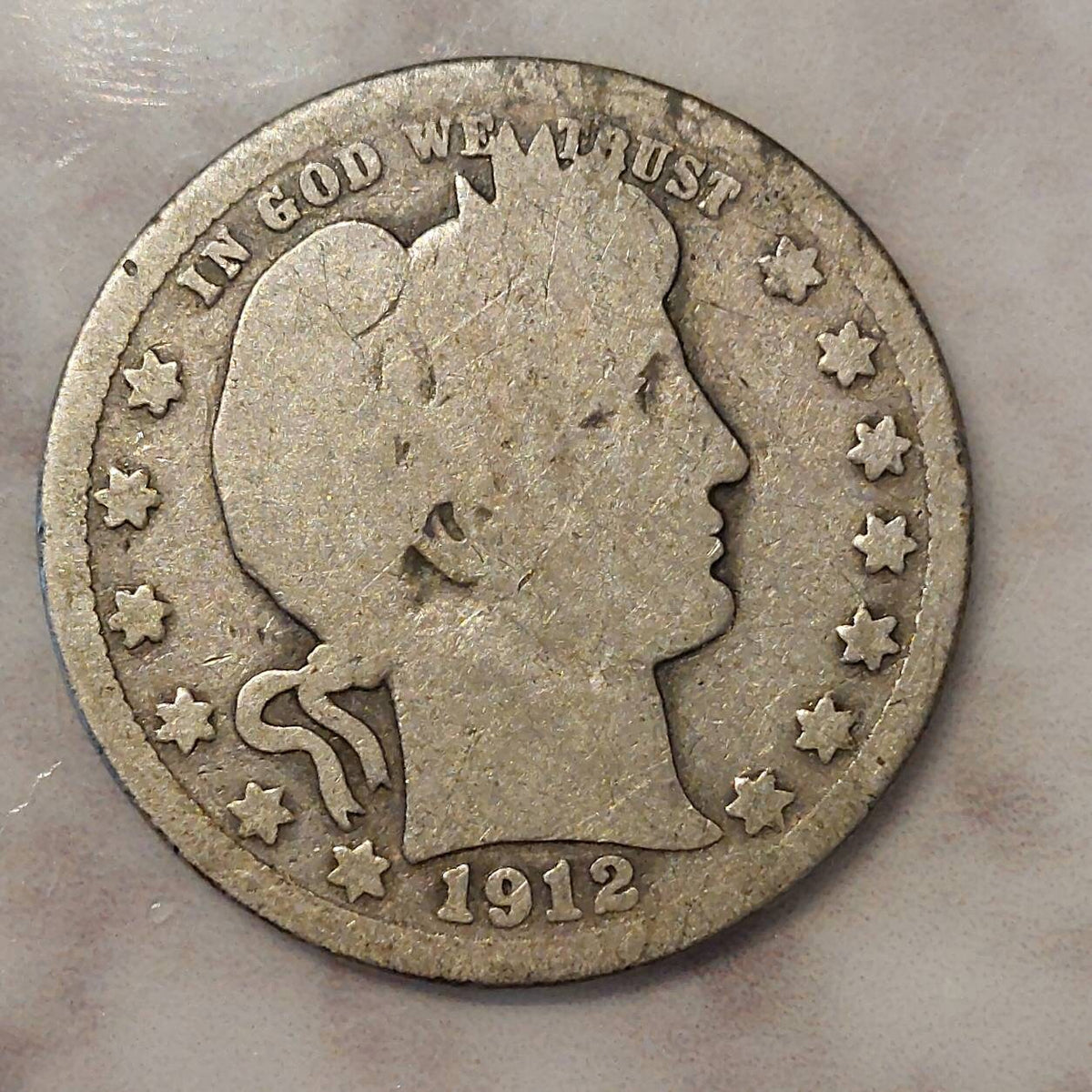 1912s barber silver quarter,  Scarce date mintage of only 700,000!