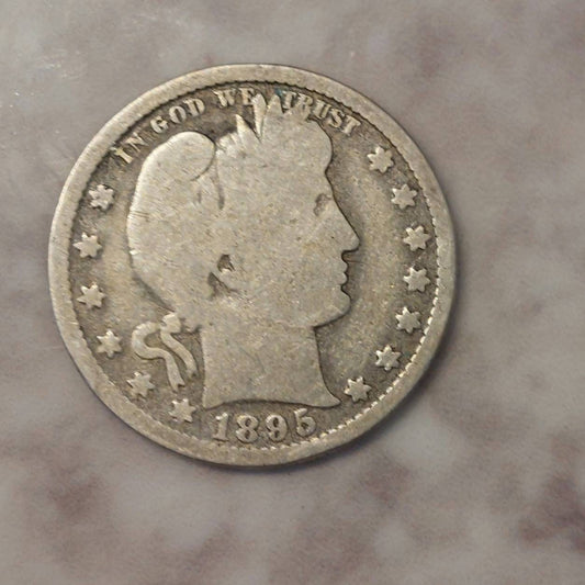 1895p barber silver quarter,  a good coin 90 percent silver