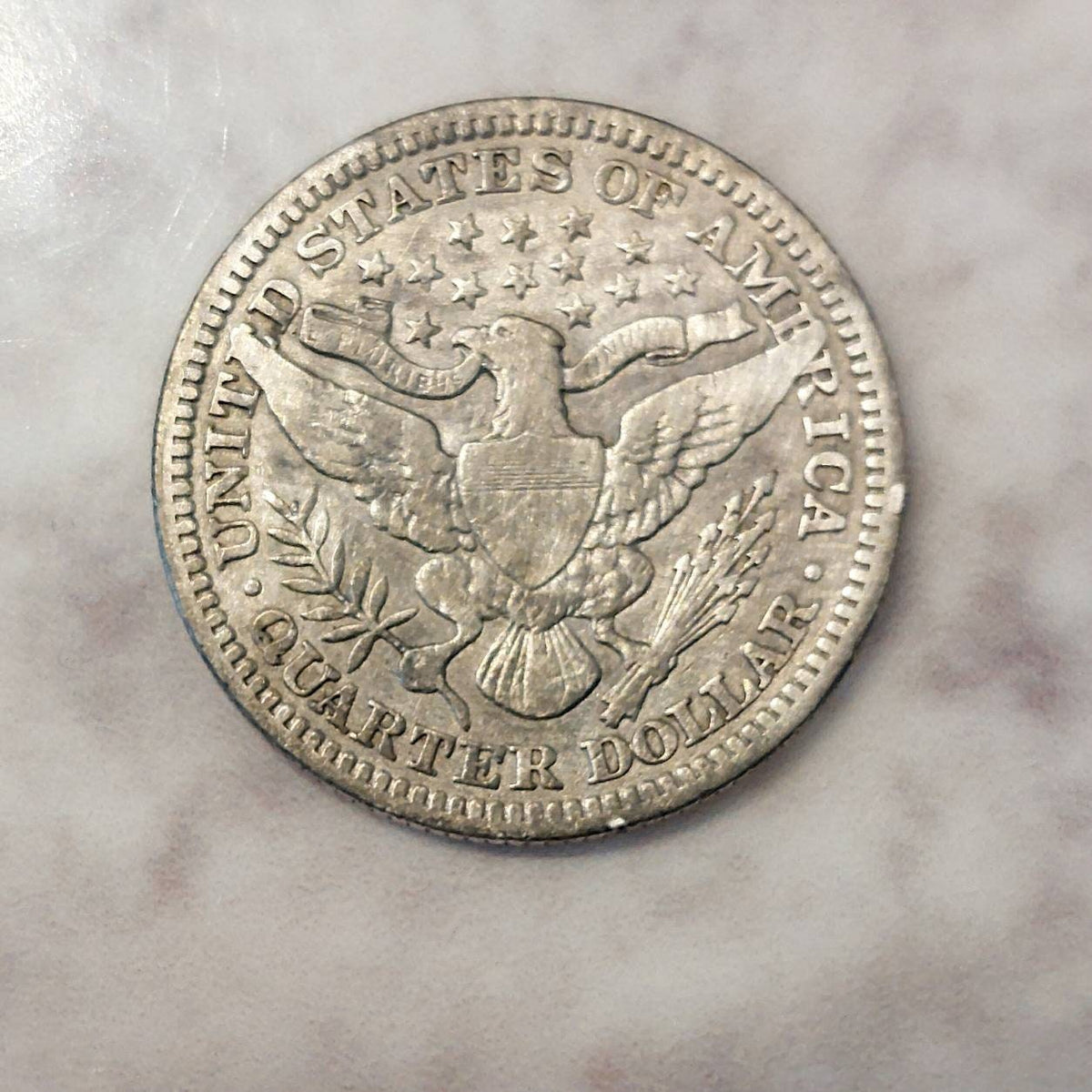 1915p barber silver quarter,  choice very fine, full liberty better condition