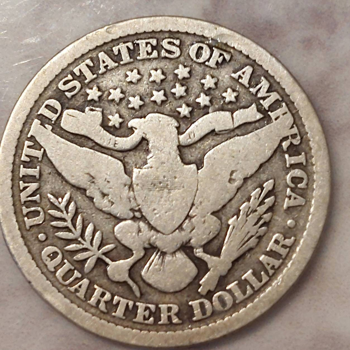 1895p barber silver quarter, solid good condition 1800s coin