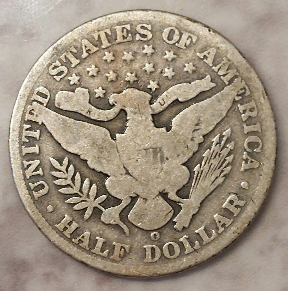 1901o barber half dollar,  scarce new orleans mint date,only a bit over a million made
