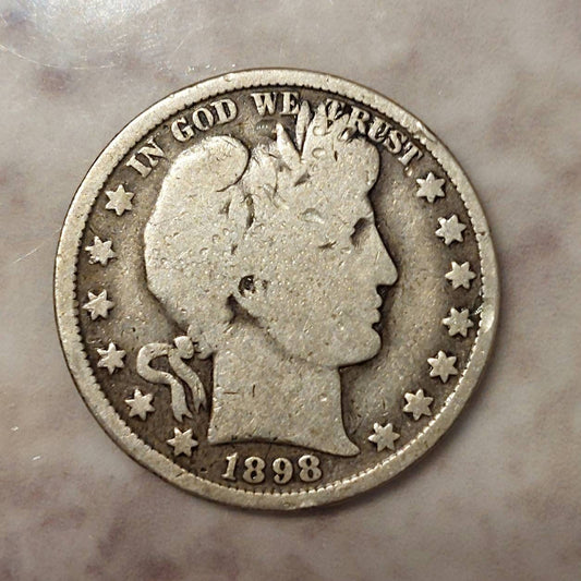 1898p silver barber half dollar,  America antique coin