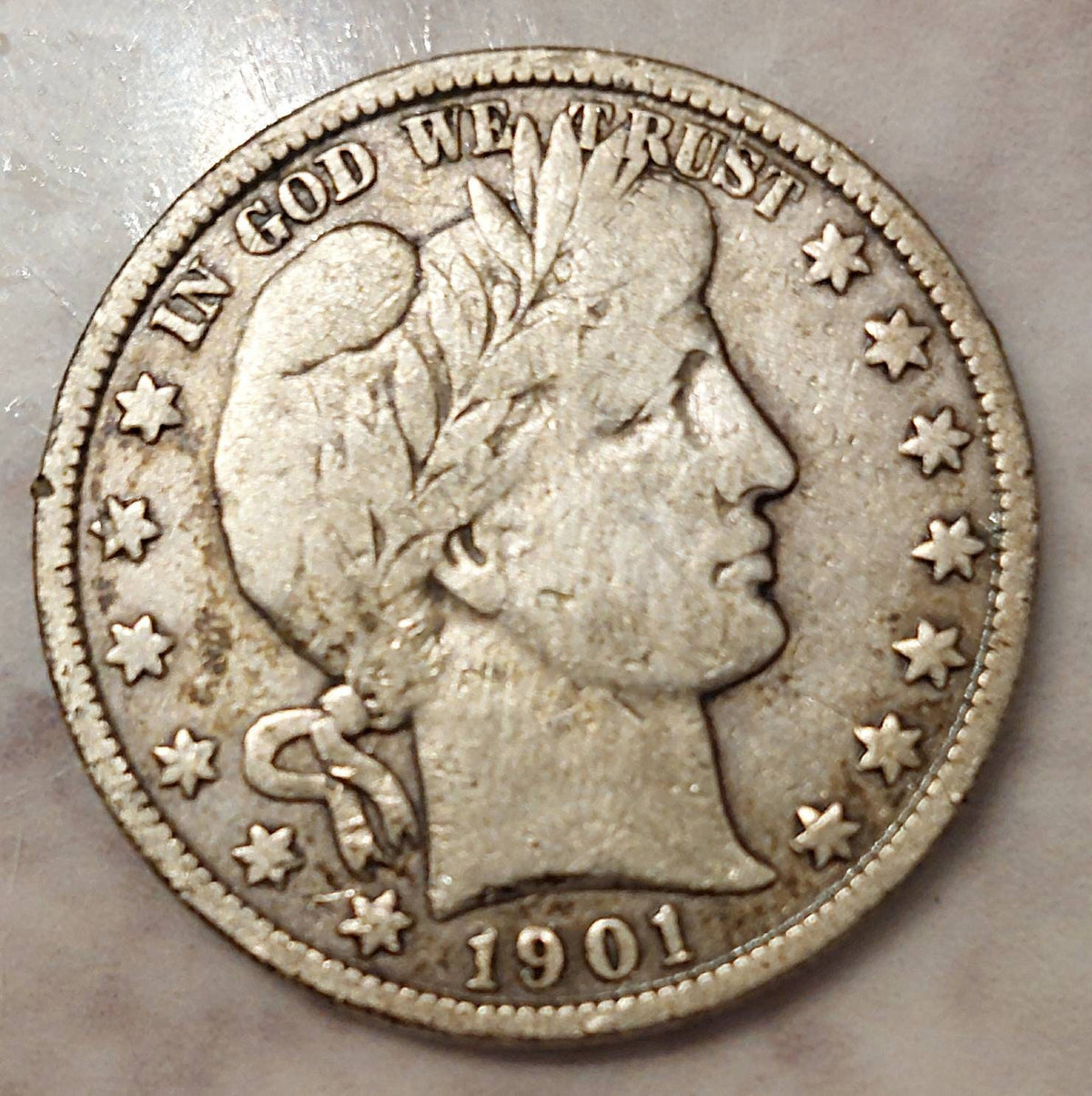 1901 barber silver half dollar, a fine condition better coin,  us coin collecting
