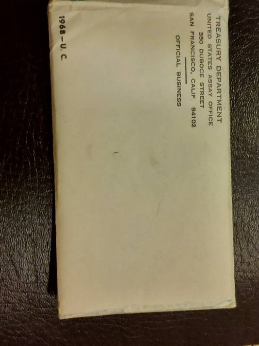 1968 Philadelphia and Denver, us mint set in original packaging includes 40 percent silver half dollar