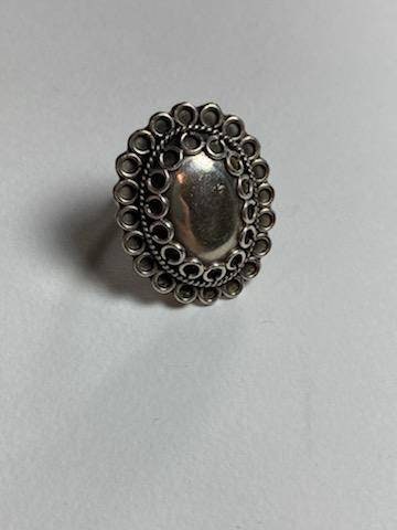 Large sterling silver southwestern style half ounce geometric ring, Mexican made and hallmarked size 9 ring, 13 grams