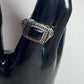 Vintage black onyx and sterling silver, unisex fashion ring size 9, 9 grams, fancy birthday present