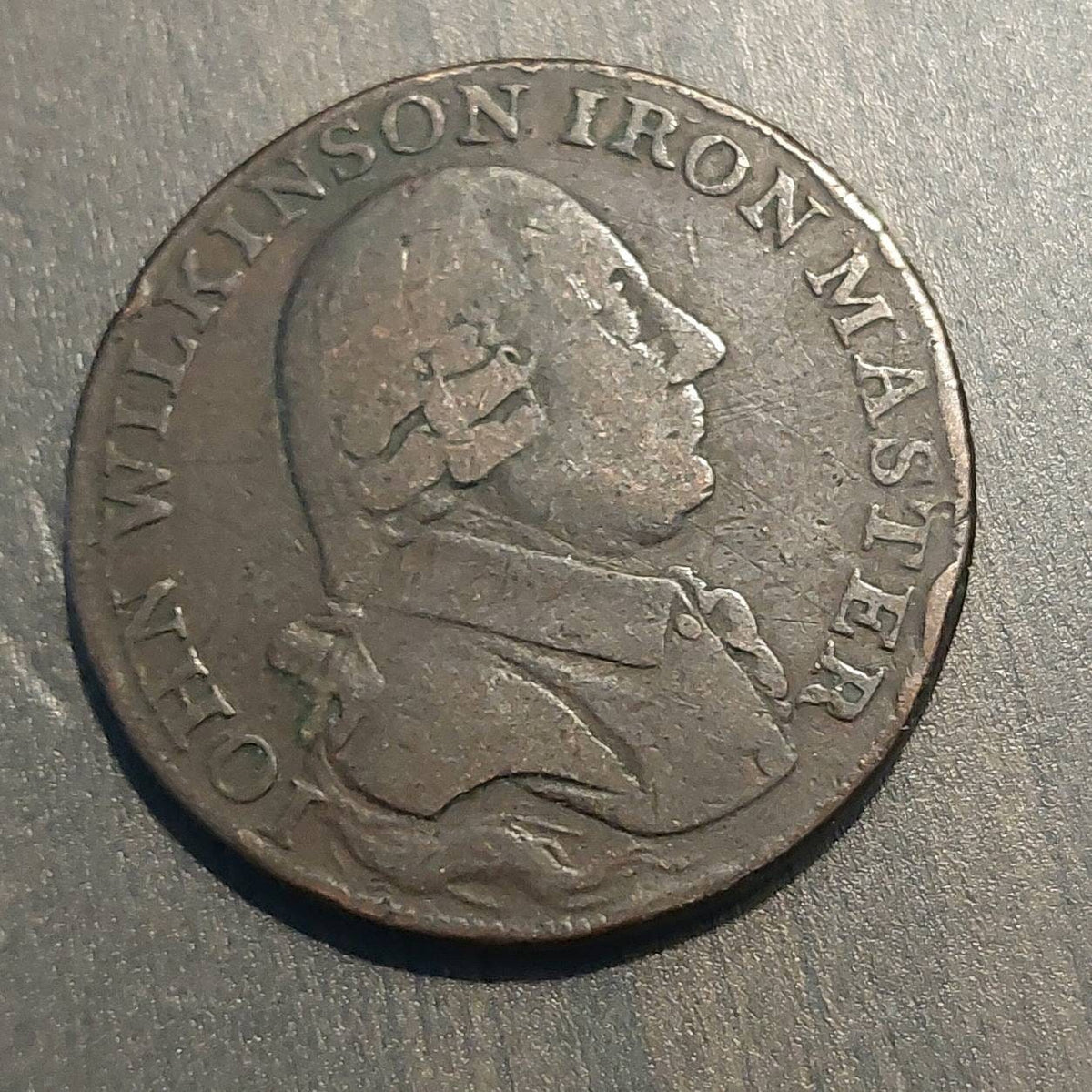 1797 John Wilkinson iron master, British half penny condor token, coin collecting