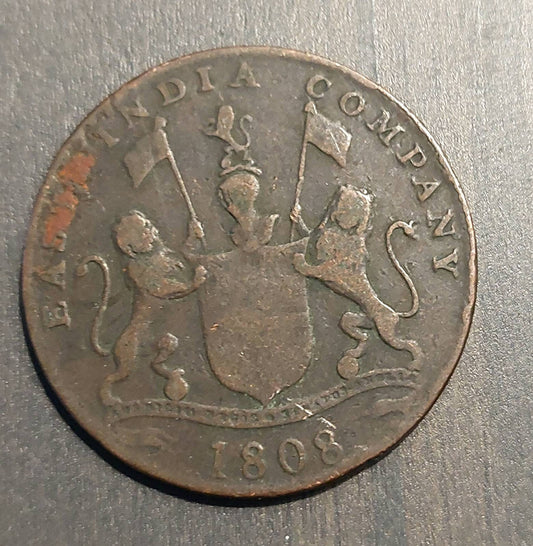 East india company, later straights settlement 20 cash 1808 coin copper
