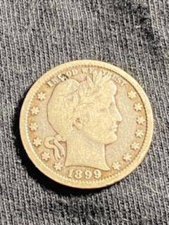 1899 barber silver quarter,  nice very good details coin, 1800s us coin collecting