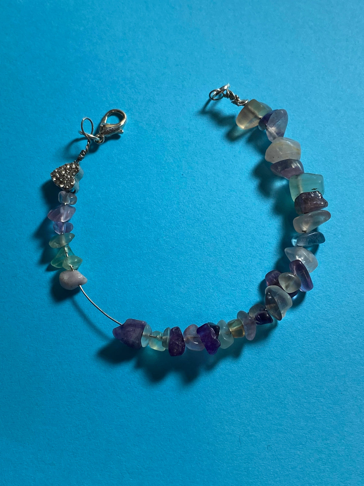 Purple crystal heart bracelet, gifts for her, women's Silver-toned handmade jewelry