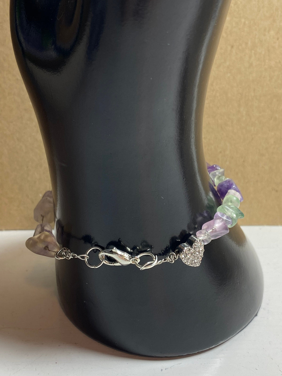 Purple crystal heart bracelet, gifts for her, women's Silver-toned handmade jewelry