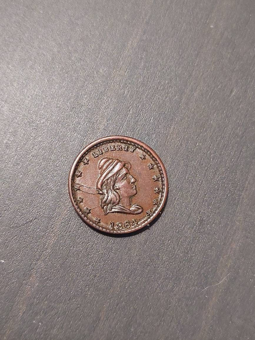 1863 civil war token, indian head design, our army with die cracks, us coin collecting