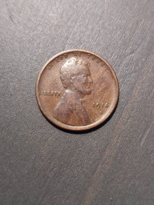 1914s Lincoln wheat cent,  semi key date very good coin collecting