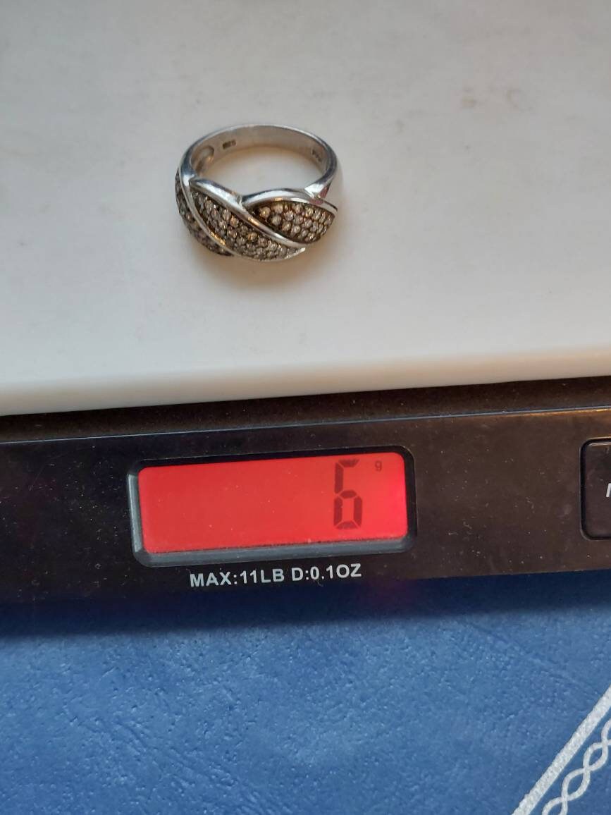 Medium sterling silver 925 vintage women's ring stylish cz, 6 grams