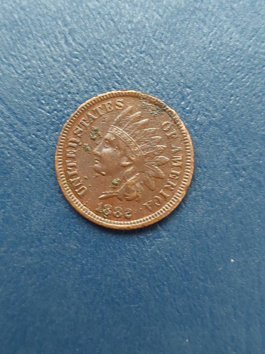 1882 indian head penny, 1800s date us coin, very fine/extra fine details,  gifts for him