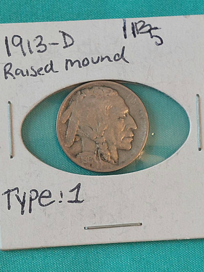 1913d buffalo nickel type one better date, high grade coin rare denver type one buffalo fine/very fine condition