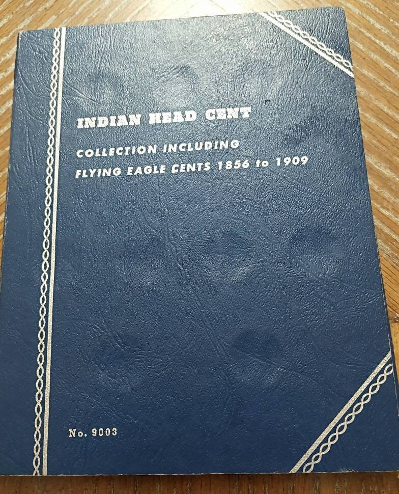 Indian head cent collection in vintage Whitman blue albulm, 16 coins including a 1876 semi key date. Ships free. Look!