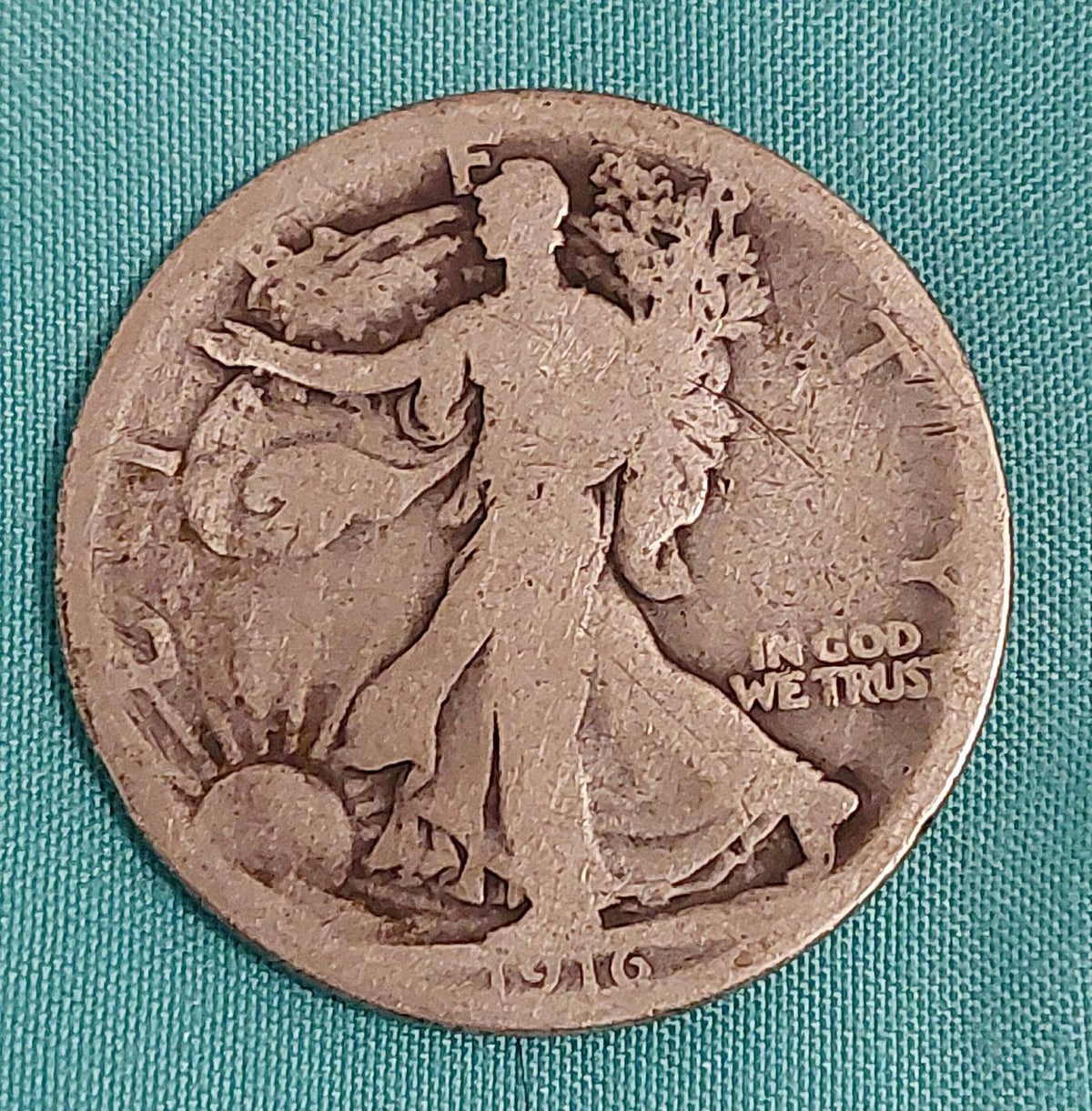 1916 walking liberty silver half dollar semi key date ships free, us coin collecting