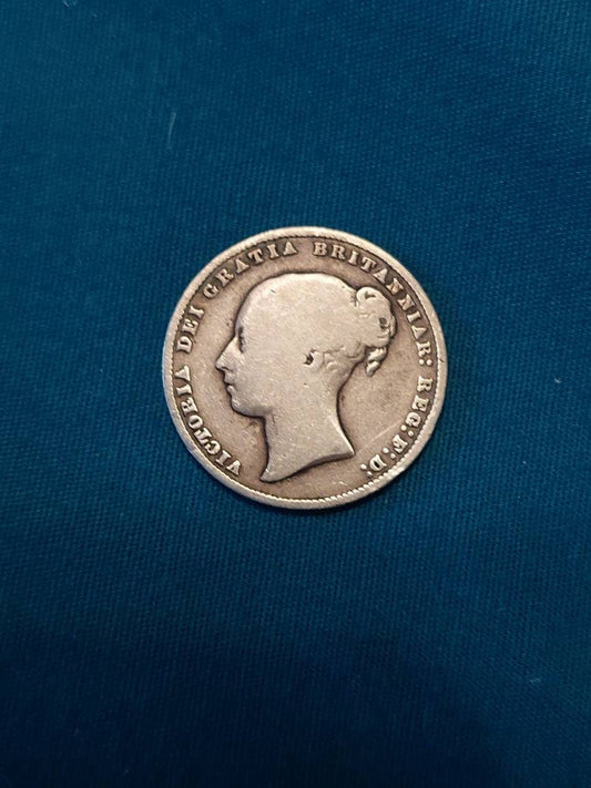 1867 British silver queen Elizabeth antique shilling coin, old English coin collecting