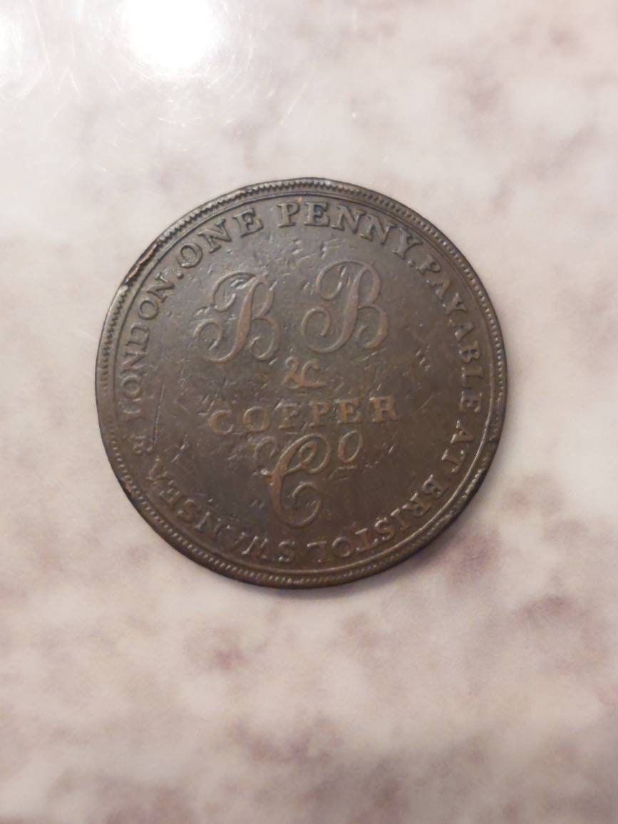 1811 British condor token, Bristol Swansea one penny coin large cent