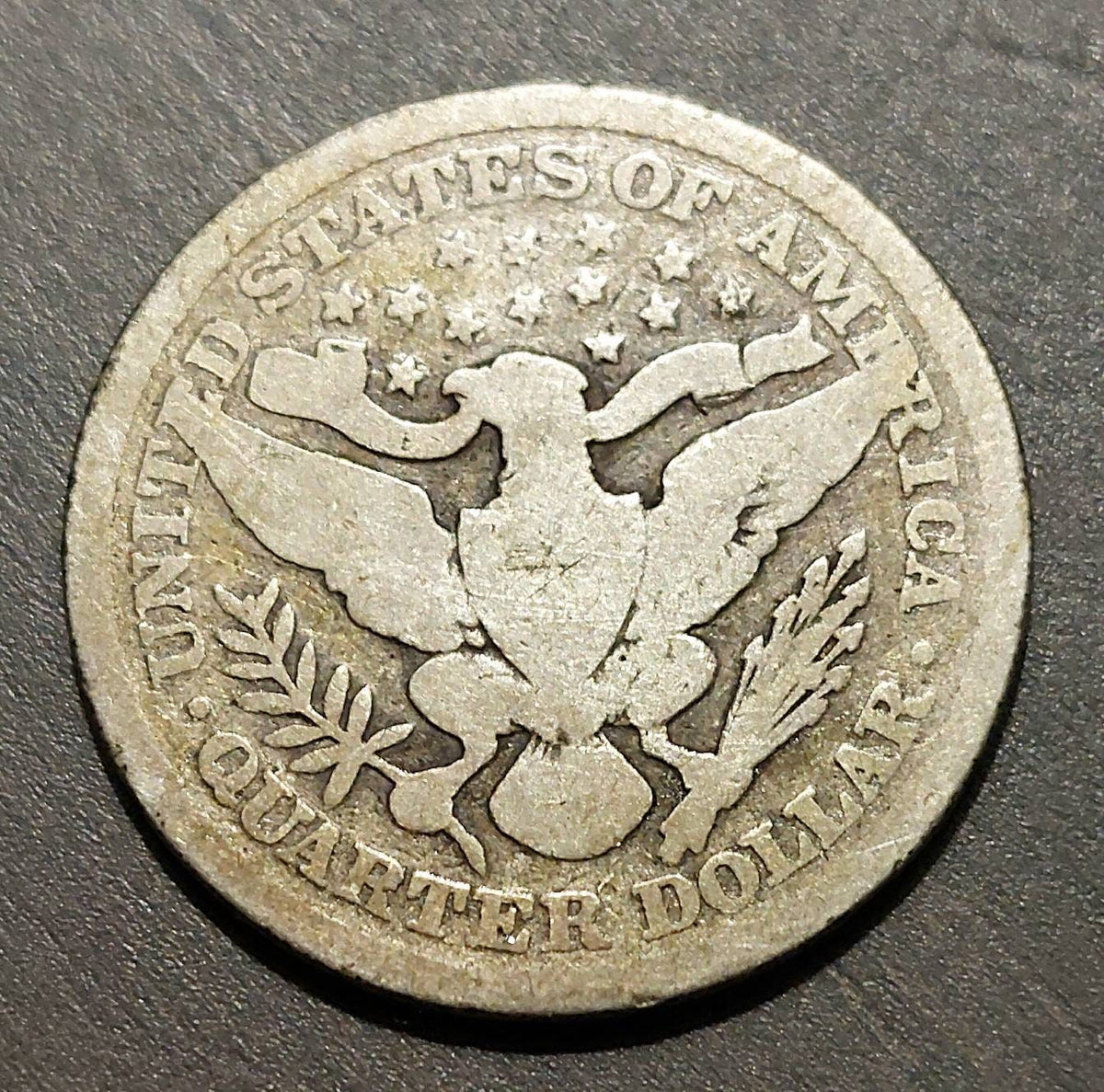 1896p barber silver quarter, good condition,  early barber coin