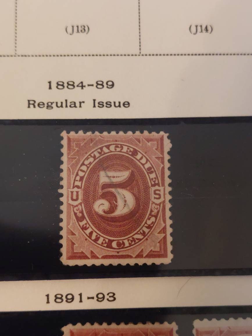 1884 issue us stamp, great condition,  light old canceling, rare 5 cent postage due stamp