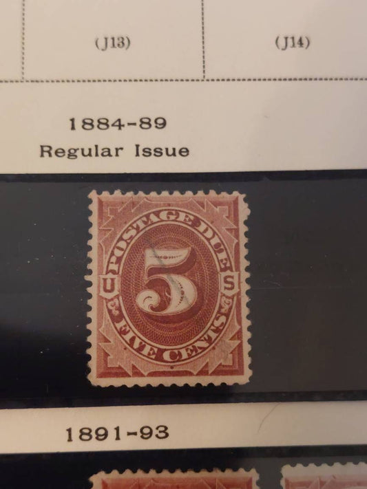 1884 issue us stamp, great condition,  light old canceling, rare 5 cent postage due stamp