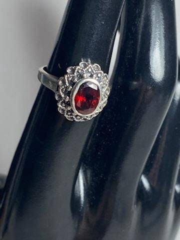 Red garnett,  sterling silver stamped 925 fashion ring, chic jewelry,  gifts for her, 5 grams