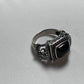 Vintage black onyx and sterling silver, unisex fashion ring size 9, 9 grams, fancy birthday present