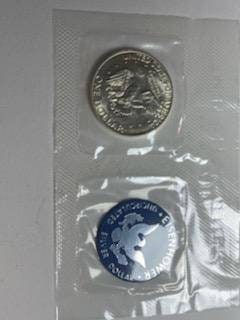 1970s blue pack silver Eisenhower dollar ike, 40percent silver dollar in mint envelope, us coin collecting ike dollar