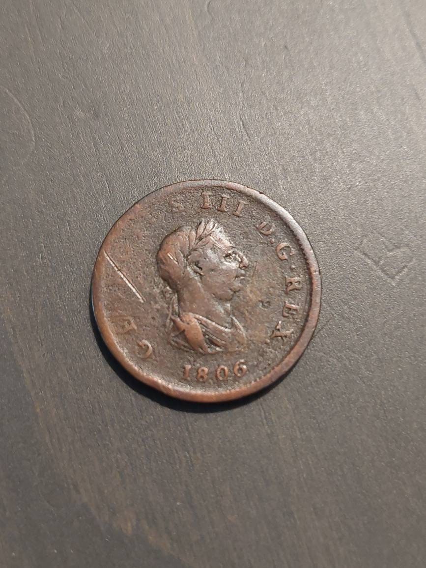 1806 British Britannia copper penny, antique king george coin collecting