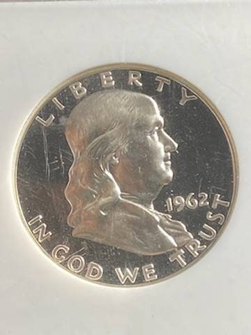 1962 Ben Franklin silver half dollar,  proof graded coin proof66 cameo designated,  graded by pci