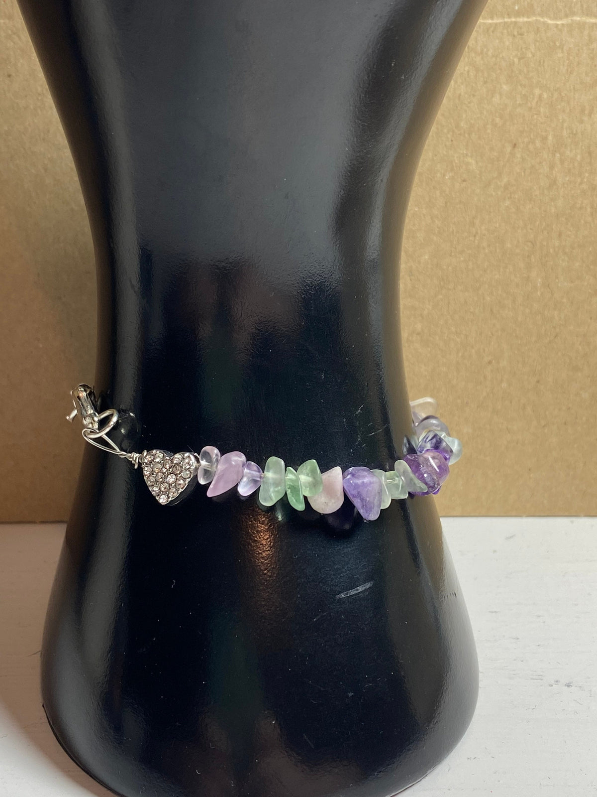 Purple crystal heart bracelet, gifts for her, women's Silver-toned handmade jewelry