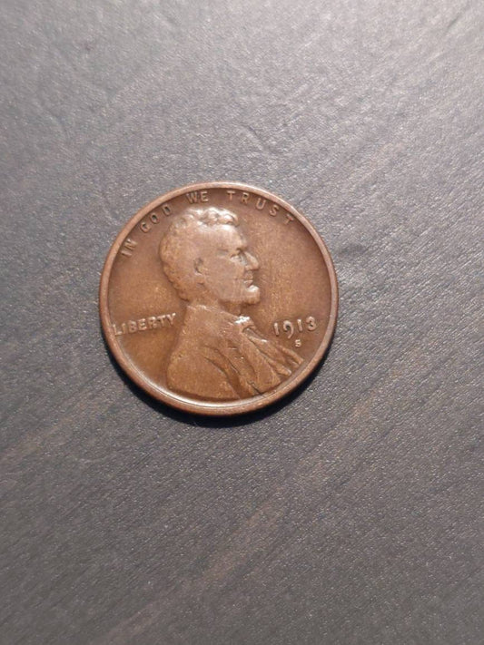 1913s Lincoln wheat cent,  early semi key date very good. Us coin collecting