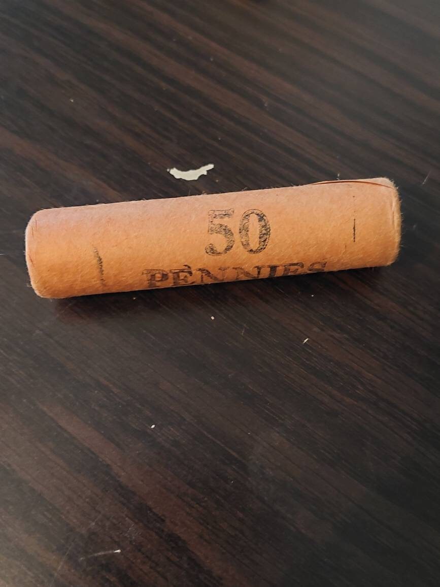 1961p Lincoln penny, original unopened beautiful uncirculated bank roll, bright red original cent, gifts for him, us coin collecting