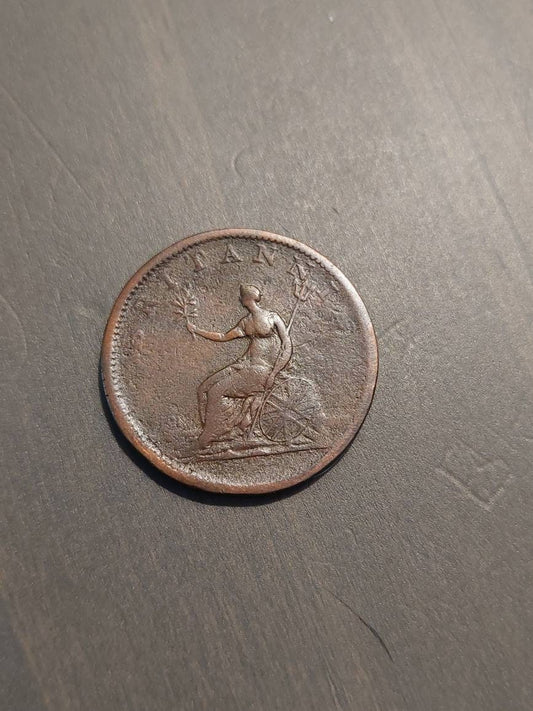 1806 British Britannia copper penny, antique king george coin collecting