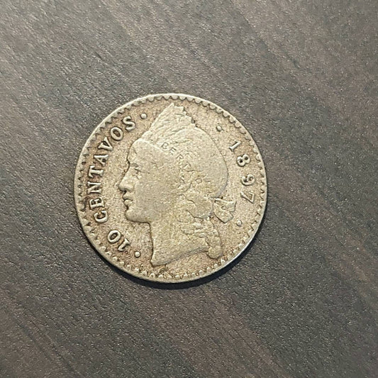 1897 Dominican republic, silver ten centavos, one year type coin collecting